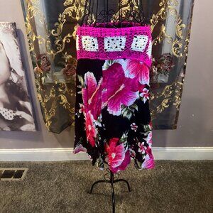 Bohemian tropical floral mini skirt
